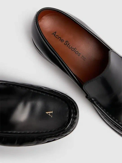Acne Studios Stamped Monogram Calf Leather Loafers In Black