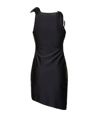 Coperni Fitted Mini Dress With Faux-flower Detailing In Black