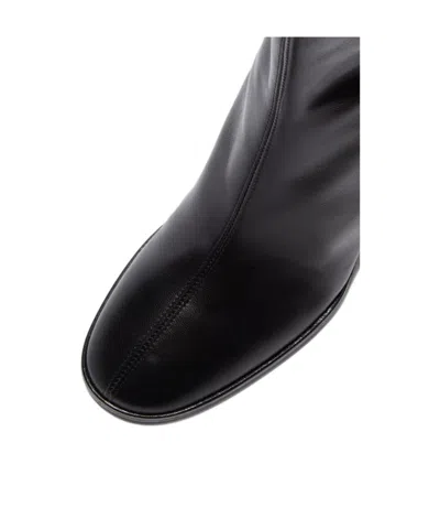 Aeyde Women Black Ankle Boots With Rounded Toe In Leather Woman In Black