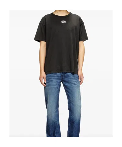 Diesel Mens 900 T-norm-iod Logo-embroidered Cotton-jersey T-shirt In Black
