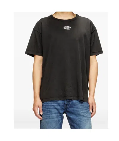 Diesel Mens 900 T-norm-iod Logo-embroidered Cotton-jersey T-shirt In Black