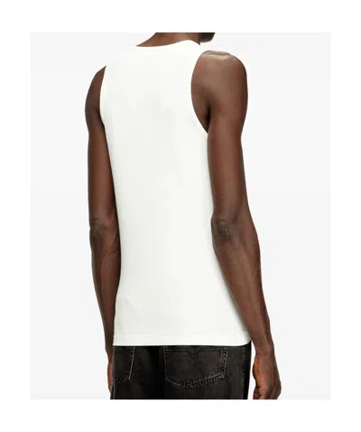 Diesel T-bisco-iod White Sleeveless Top With Logo Detail On The Front In Cotton Man