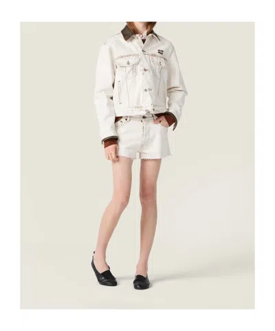 Miu Miu Jacket Contrast Collar Long Sleeves Chest Pockets In Transparent