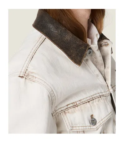 Miu Miu Jacket Contrast Collar Long Sleeves Chest Pockets In Transparent