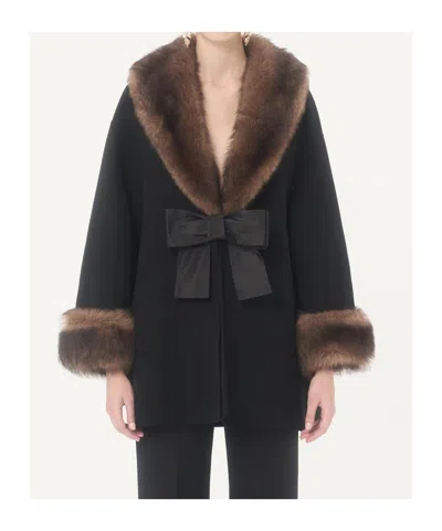 Valentino Compact Wool Coat In Black