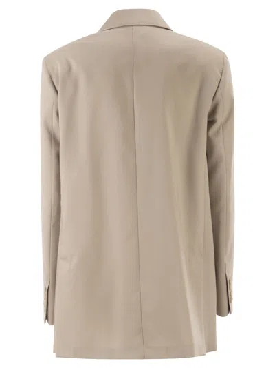 Max Mara Double-breasted Wool Blend Blazer In Brown