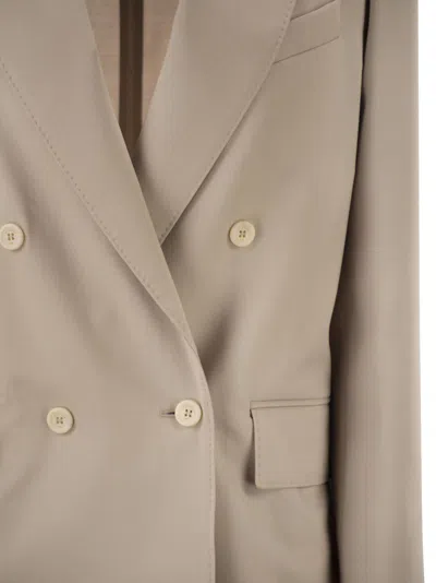 Max Mara Double-breasted Wool Blend Blazer In Brown