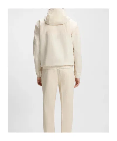 Hugo Boss Hooded Zipped Jacket In Neutral