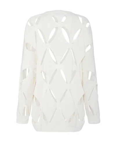 Valentino Round-collar Wool Knitted Pullover In White