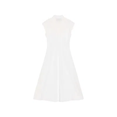 Valentino Broderie Anglaise-trimmed Cotton-poplin Midi Dress In White