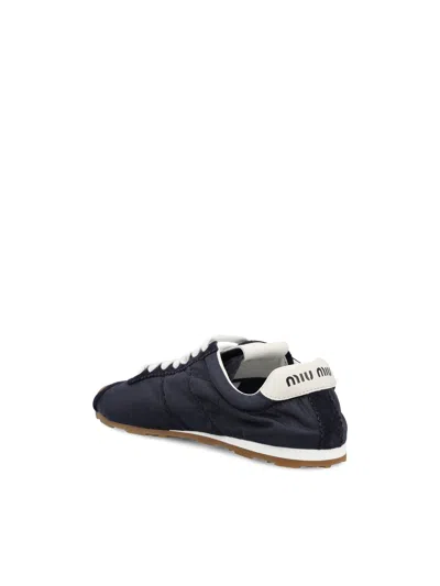 Miu Miu Plume Low Top Sneakers Technical Fabric In Black