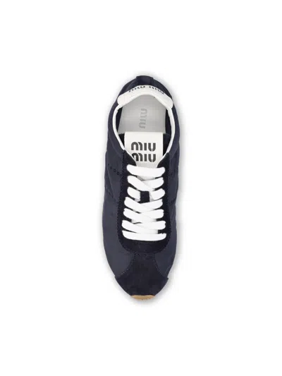 Miu Miu Plume Low Top Sneakers Technical Fabric In Black