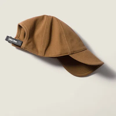Miu Miu Drill Baseball Cap In Brown