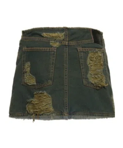 Acne Studios Torn Denim Skirt In Multi