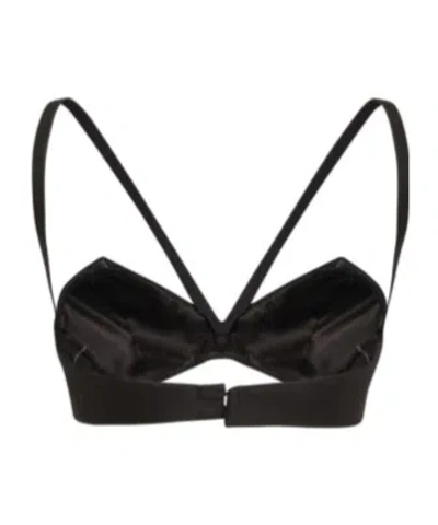 Versace Folded Wool-silk Bustier Top In Black