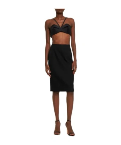 Versace Folded Wool-silk Bustier Top In Black