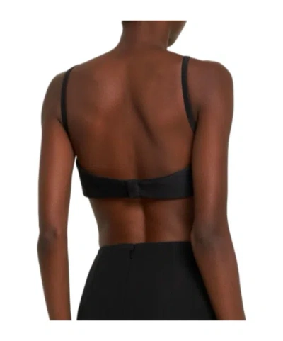 Versace Folded Wool-silk Bustier Top In Black