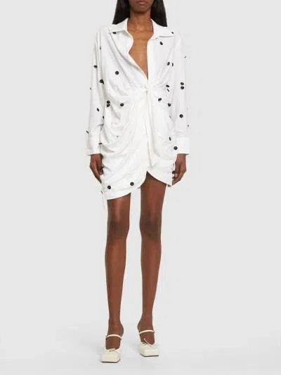 Jacquemus Sequined Embroidered Dress In White