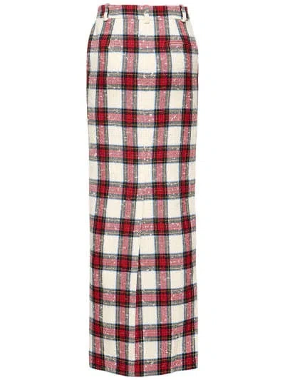 Alessandra Rich Plaid Belt Loop Skirt In Multi