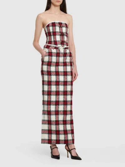 Alessandra Rich Plaid Belt Loop Skirt In Multi