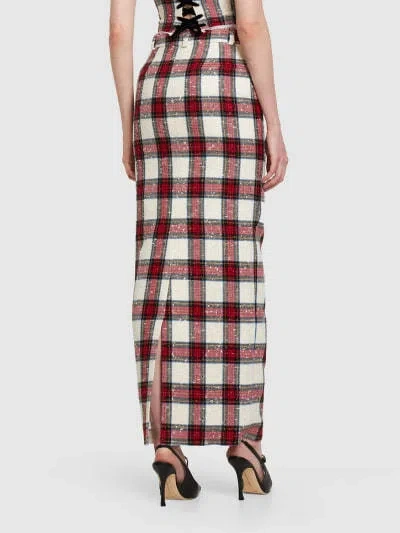 Alessandra Rich Plaid Belt Loop Skirt In Multi