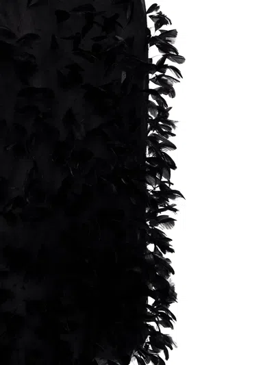 Max Mara Feather Silk Chiffon Mini Dress In Black