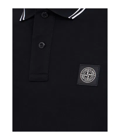 Stone Island Mens Black Brand-patch Regular-fit Stretch-cotton Polo Shirt Xl In Multi