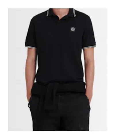 Stone Island Mens Black Brand-patch Regular-fit Stretch-cotton Polo Shirt Xl In Multi