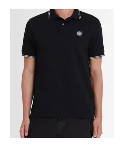 Stone Island Mens Black Brand-patch Regular-fit Stretch-cotton Polo Shirt Xl In Multi