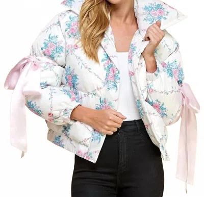 Tcec Falling In Love Puffer Jacket In White In Multi | ModeSens