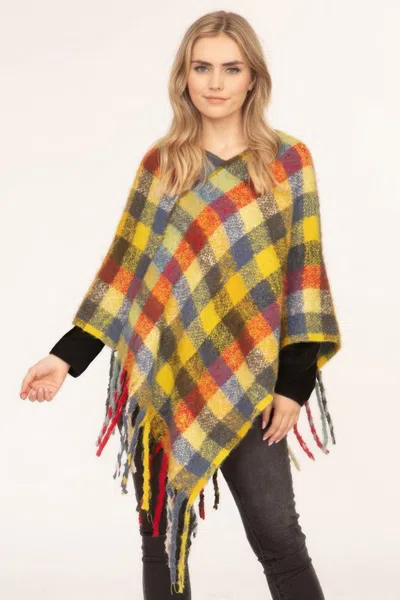 Truedames Plaid Check Patterned Poncho In Multi
