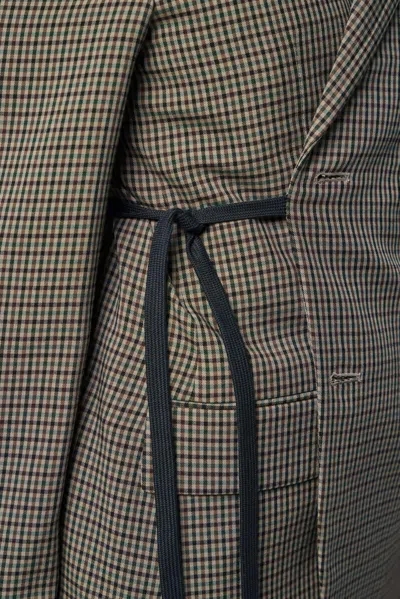 Balenciaga Tailored Wrap Jacket With Checkered Design For Women In Green