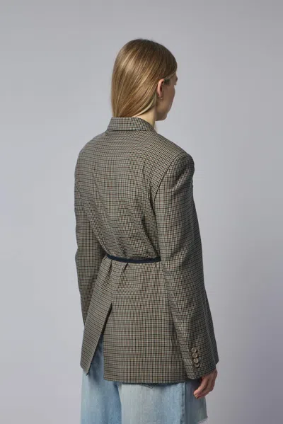 Balenciaga Tailored Wrap Jacket With Checkered Design For Women In Green