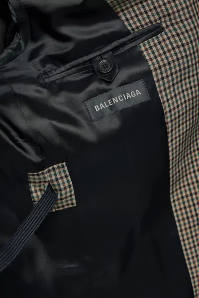 Balenciaga Tailored Wrap Jacket With Checkered Design For Women In Green