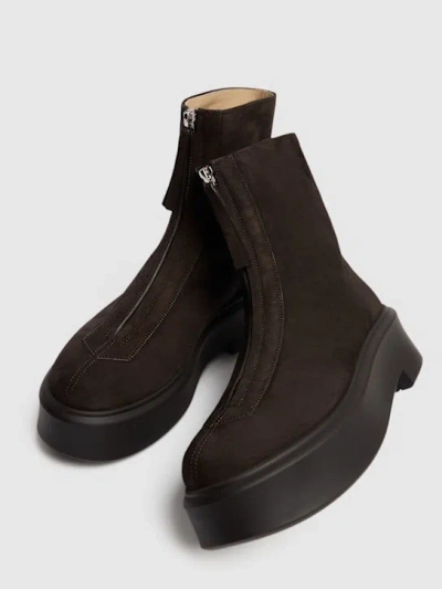 The Row Platform Sole Round Toe Ankle Boots In Brown