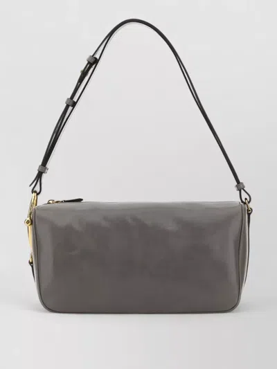 Gucci Shoulder Bag In Smooth Leather In Gray