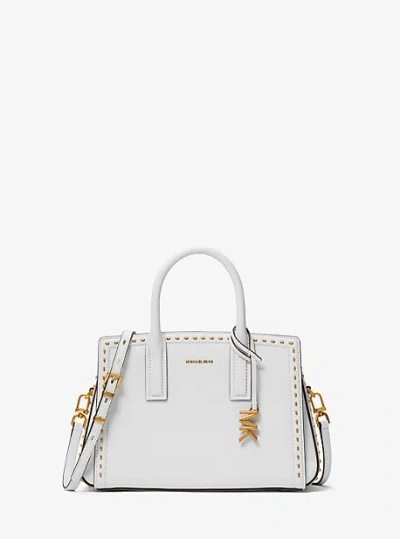 Michael Kors Laila Small Studded Leather Satchel In White