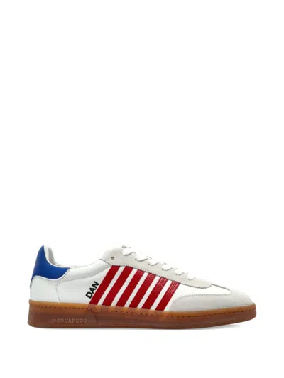 Dsquared2 Boxer Sneaker Contrasting Heel Tab Stripes Sole In White