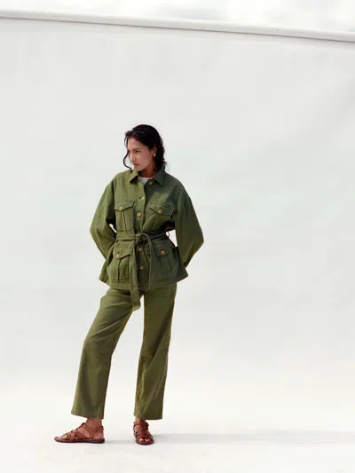 Faherty Soft Stretch Safari Jacket In Green