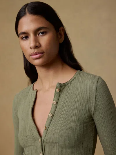 Faherty Paradise Pointelle Henley T-shirt In Green