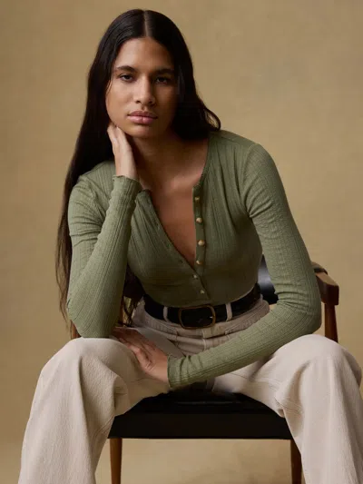 Faherty Paradise Pointelle Henley T-shirt In Green