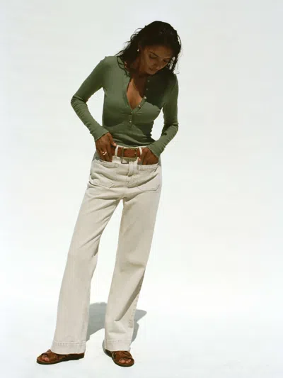 Faherty Paradise Pointelle Henley T-shirt In Green