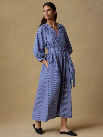 Faherty Coastal Poplin Kaia Dress In Blue