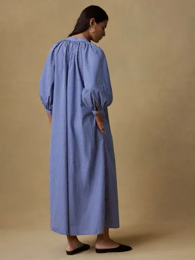 Faherty Coastal Poplin Kaia Dress In Blue