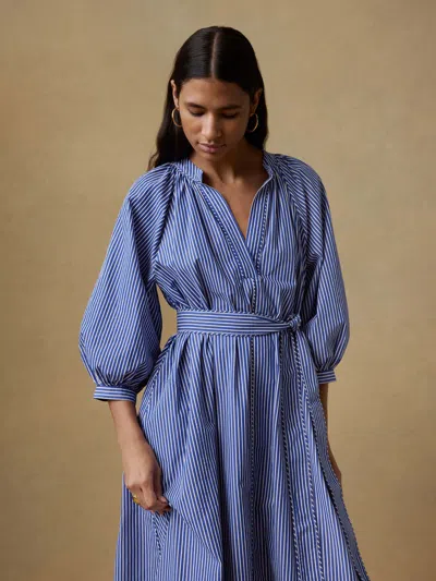Faherty Coastal Poplin Kaia Dress In Blue