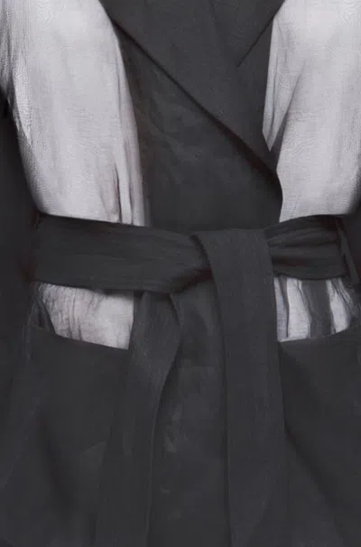 Loewe Black Organdy Oversize Belt Coat In Black