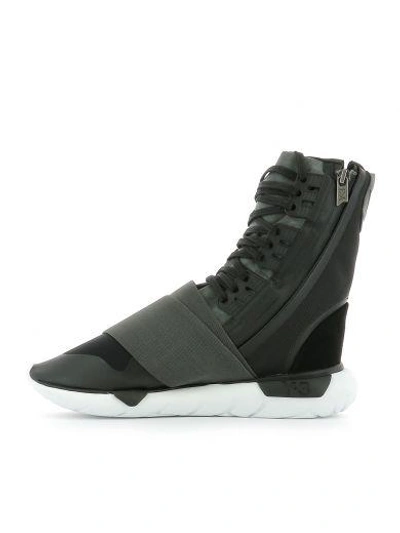 Shop Y-3 Black Fabric Qasa Boot Sneakers