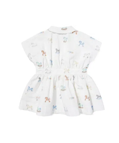 Fendi Ruffled Pattern Dress In White