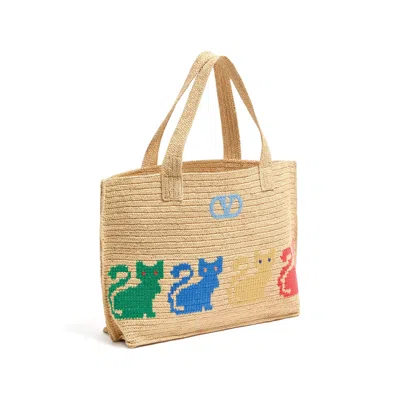 Valentino Garavani  Garavani Raffiachat Large Raffia Shopping Bag Woman Natural Uni In Neutral