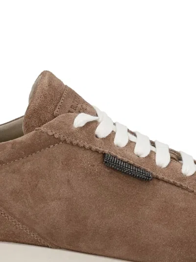 Brunello Cucinelli Suede Sneakers With Iconic Jewel Application In Multi